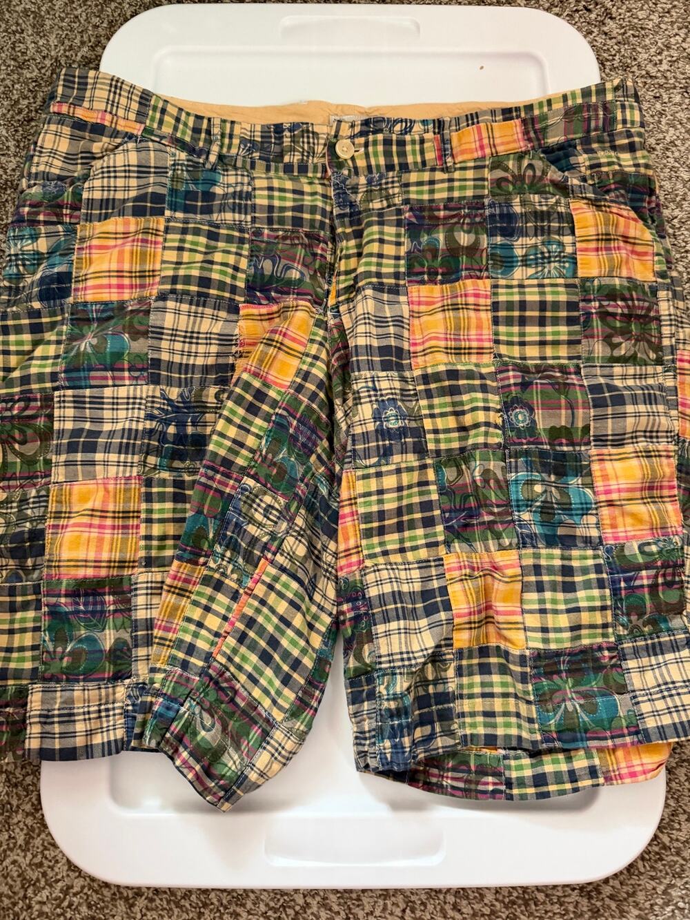Duck Head Jeans Co Patchwork Shorts Size 20 Plaid Floral Multicolor 100% Cotton
